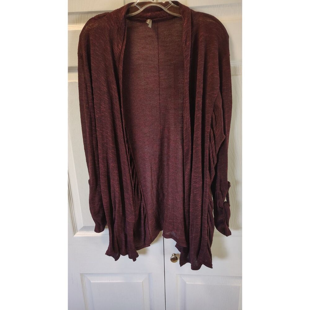 Vanity Maroon Knit Open Front Cardigan Sweater Women's Size XL Lightweight